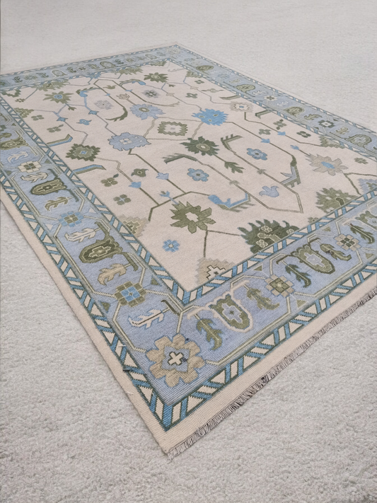 Handknotted Rug Turkish Knot Oushak Rug Traditional Area Rug Living Room Rug