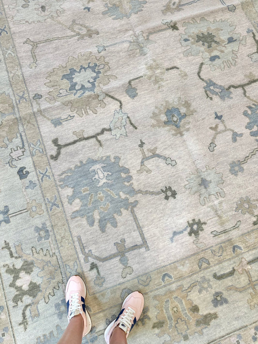 Handknotted Rug Turkish Knot Oushak Rug Traditional Area Rug Living Room Rug