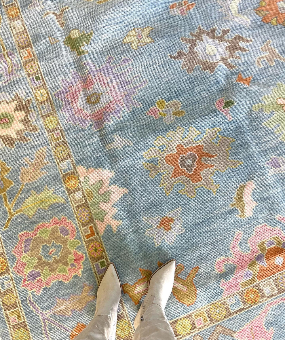 Oushak Rug 8x10 vintage Turkish Hand Knotted Antique Natural Large Area wool Rug